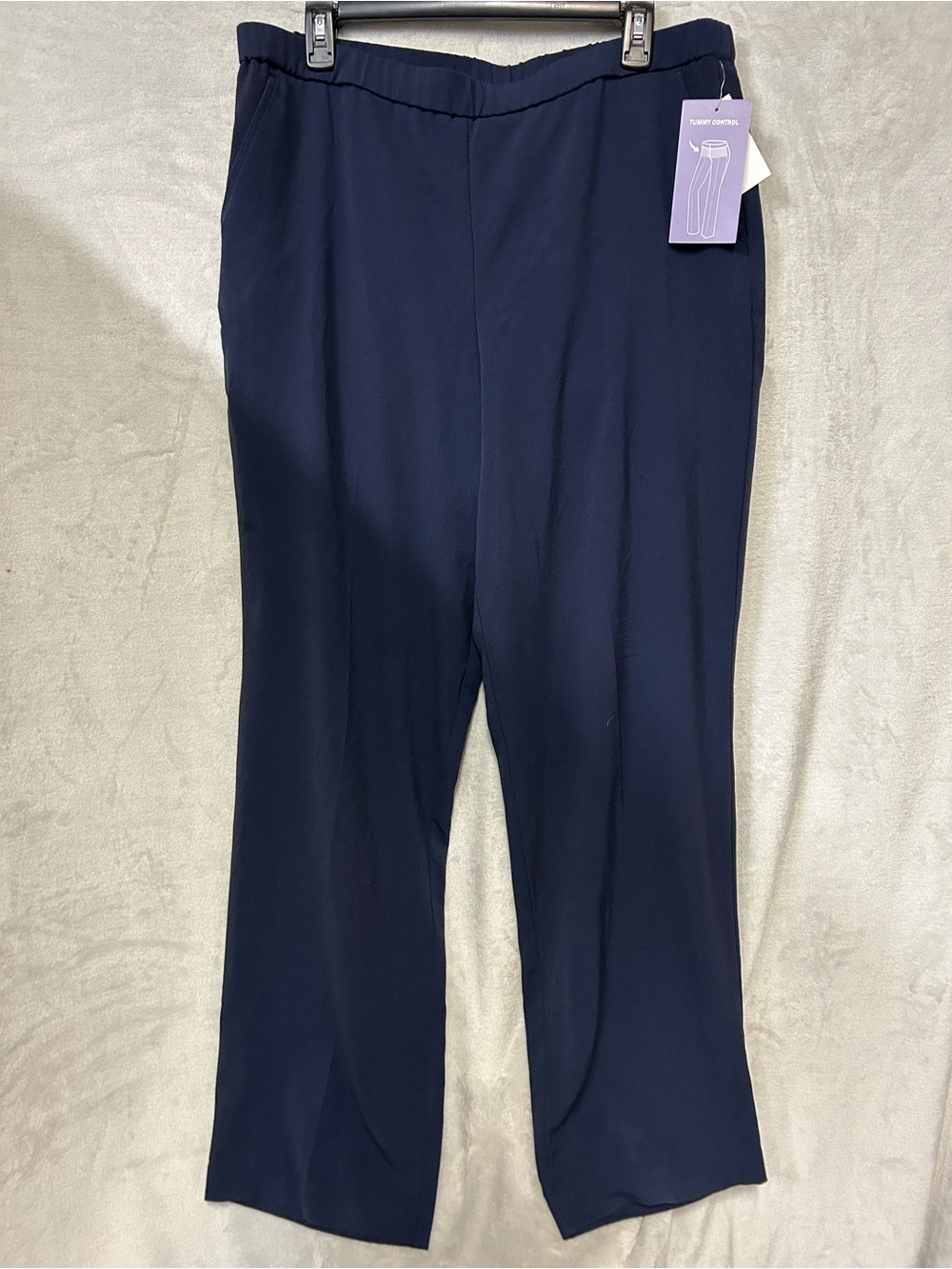 NWT Laura Ashley Navy Pull-On Tummy Control Slight Wide Leg Pants